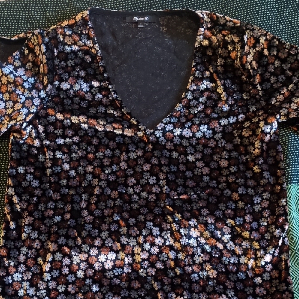 Madewell Floral Velvet Top
